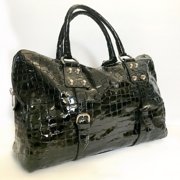 Le Solim Handbags - Italy Le Solim Patent Leather Bag Black